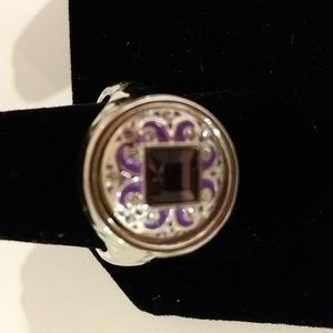 Beautiful Silver Ring with Square Purple Stone
